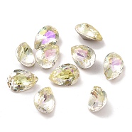Glass Rhinestone Cabochons, Pointed Back & Back Plated, Faceted, Teardop, Citrine, 10x7x5mm(RGLA-F078-02A)