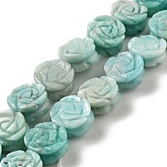 Natural Amazonite Beads Strands, Rose, 14x7.5~8mm, Hole: 1.2mm, about 28~29pcs/strand, 15.16''(38.5~41.5cm)(G-D475-01A)