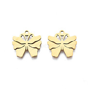 Ion Plating(IP)  201 Stainless Steel Pendants, Laser Cut, Butterfly, Golden, 15x15x1mm, Hole: 1.4mm(STAS-T044-284G)