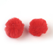 Handmade Faux Rabbit Fur Pom Pom Ball Covered Pendants, Fuzzy Bunny Hair Balls, with Elastic Fiber, Red, 50~60mm, Hole: 4x5mm(WOVE-F021-B15)