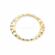 Brass Textured Hollow Oval Links, Cadmium Free & Lead Free, Real 24K Gold Plated, 24x19.5x1mm, Hole: 1.6mm(KK-M288-11G)