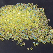 AB Color Plated 3D Nail Art Glass Mini Ball Beads, Tiny Caviar Nail Beads, DIY Nails Art Round Decorations, Yellow, 0.4~3mm, 720~1000pcs/bag(MRMJ-WH0064-40F)