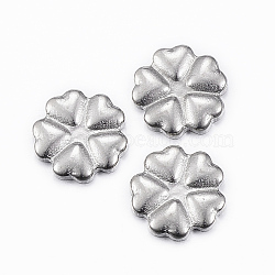 304 Stainless Steel Cabochons, Flower, Stainless Steel Color, 8.5x9x1.5mm(STAS-G179-17P)