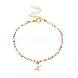 Fashionable and Creative Rhinestone Anklet Bracelets, English Letter X Hip-hop Creative Beach Anklet for Women, Golden(DA6716-24)