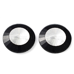 Glass Cabochons, Back Plated, Faceted, Half Round, Black, 30x8mm(GLAA-D016-06C)