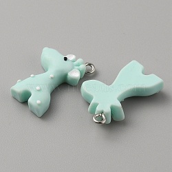 6Pcs Opaque Resin Pendants, Giraffe Charms, with Platinum Tone Iron Loops, Aquamarine, 25x16.5x6mm, Hole: 2mm(RESI-TAC0002-76C)