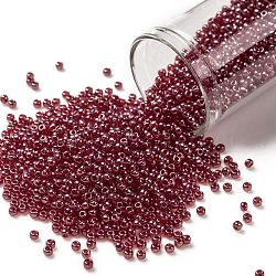 TOHO 11/0 Round Beads, Japanese Seed Beads, (109C) Dark Ruby Transparent Luster, 2.2mm, Hole: 0.8mm, about 1110pcs/10g(X-SEED-TR11-0109C)