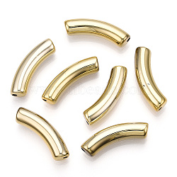 UV Plating Acrylic Beads, Curved Tube, Gold, 33x8x8mm, Hole: 1.6mm(X-PACR-Q120-001B)
