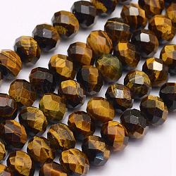 Natural Yellow Tiger Eye Beads Strands, Faceted, Rondelle, 8x5mm, Hole: 1mm, about 61pcs/strand, 15.1 inch(38.5cm)(G-F509-46-5x8mm)