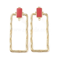 304 Stainless Steel Enamel Stud Earring Findings, with Loop, Rectangle, 55x21x1mm, Hole: 1.4mm, Inner Diameter: 35x16mm, Pin: 11x0.6mm(STAS-H186-02A-G)