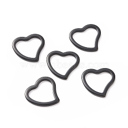 304 Stainless Steel Linking Rings, Heart, Electrophoresis Black, 14.5x15x1.5mm, Hole: 12x10mm(STAS-H416-13B)