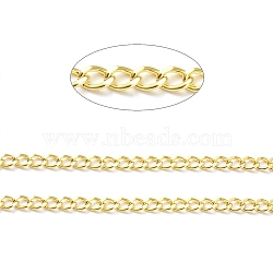 Rack Plating Brass Curb Chains, Unwelded, with Spool, Lead Free & Cadmium Free, Real 18K Gold Plated, Link: 9x6x1mm(CHC-F016-04B-G)