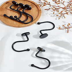 6Pcs Iron Shower Curtain Hook for Bathroom, Black, 55x56mm(AJEW-LP0006-36B)