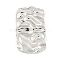 Non-Tarnish 304 Stainless Steel Pendants, Rectangle Charm, Stainless Steel Color, 47x26x2.5mm, Hole: 2.5mm(STAS-A099-24P)