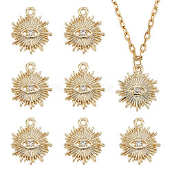 20Pcs Alloy Pendants, with Crystal Rhinestone, Sun with Eye, Real 18K Gold Plated, 16.5x15x3mm, Hole: 1.5mm(FIND-AR0004-32)