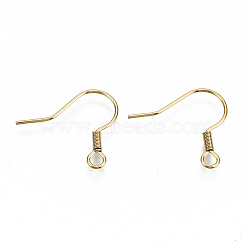 304 Stainless Steel Earring Hooks, Ear Wire, with Horizontal Loop, Cadmium Free & Nickel Free & Lead Free, Real 18K Gold Plated, 17~19x19mm, Hole: 2mm, Pin: 0.7mm(X-STAS-S111-002G-NR)