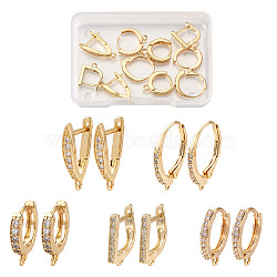 Brass Micro Pave Cubic Zirconia Hoop Earring Findings, with Loop, Ring, Golden, 10pcs/box(KK-PJ0001-06G)