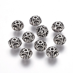 Tibetan Style Filigree Beads, Filigree Ball, Round, Antique Silver, Lead Free & Nickel Free & Cadmium Free, 12x10mm, Hole: 3mm(LF1693Y-NF)