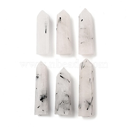 Tower Natural Tourmalinated Quartz Healing Stone Wands, Energy Balancing Meditation Therapy Decors, Hexagon Prism, 23~27x17~24x37~89mm(G-A096-02H-1)