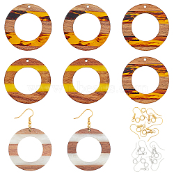 Olycraft DIY Dangle Earring Making Kits, Including Resin & Oblate Ring Walnut Wood Pendants, Brass Earring Hooks & Jump Rings, Mixed Color, 36pcs/box(DIY-OC0005-88)