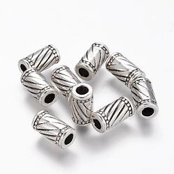 Tibetan Style Alloy Beads, Lead Free and Cadmium Free, Column, Antique Silver Color, Size: about 6mm in diameter, 11mm long, hole: 3mm.(X-LF0336Y)