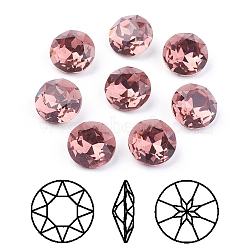 Pointed Back & Back Plated Glass Rhinestone Cabochons, Grade A, Faceted, Flat Round, Burgundy, 8x4.5mm(RGLA-J012-8mm-515)