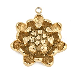 304 Stainless Steel Pendants, Flower Charm, Ion Plating(IP), Real 18K Gold Plated, 22x20x6.5mm, Hole: 1.5mm(STAS-I325-019G-02)