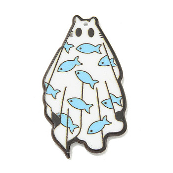 Halloween Theme Acrylic Pendants, Ghost, Blue, 48x26.5x2.5mm, Hole: 1.3mm