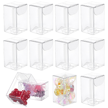 Transparent Plastic PVC Box Gift Packaging, Waterproof Folding Box, Rectangle, Clear, 3.1x3.1x5.1cm, Unfold: 12.2x6x0.1cm