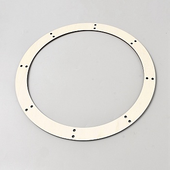 Unfinished Wooden Hanging Wreath Frame, Ring, BurlyWood, 300x3mm, Hole: 5mm, Inner Diameter: 250mm