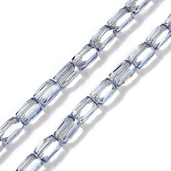 Electroplate Glass Beads Strands, Pearl Luster Plated, Faceted, Column, Light Steel Blue, 6.5x4mm, Hole: 0.8mm, about 80pcs/strand, 20.08''(51cm)