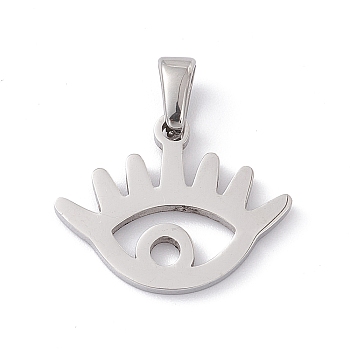 304 Stainless Steel Pendants, Laser Cut, Eye Charms, Stainless Steel Color, 15.5x19.5x1.5mm, Hole: 3x5mm