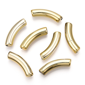 UV Plating Acrylic Beads, Curved Tube, Gold, 33x8x8mm, Hole: 1.6mm