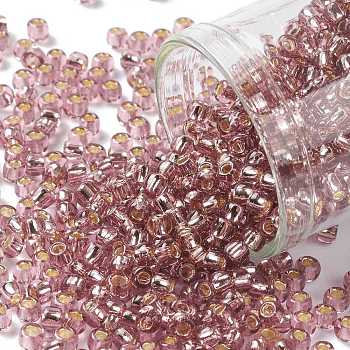 TOHO Round Seed Beads, Japanese Seed Beads, (26) Silver Lined Light Amethyst, 8/0, 3mm, Hole: 1mm, about 1110pcs/50g