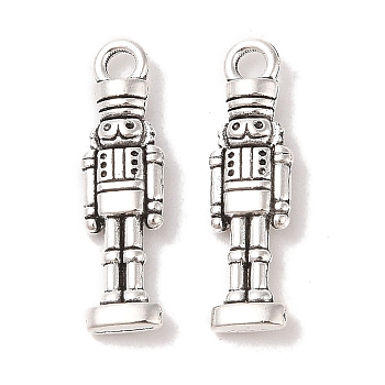 Tibetan Style Alloy Soldier Pendants, Lead Free & Cadmium Free, Antique Silver, 27x7x3mm, Hole: 3mm