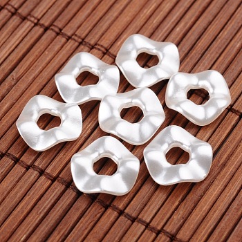 Twist Ring Imitation Pearl Acrylic Beads, White, 13x3mm, Hole: 4.5mm, about 2050pcs/500g