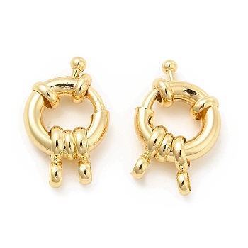 Brass Spring Ring Clasps, Real 18K Gold Plated, 22x13.5x5mm, Hole: 2.7mm