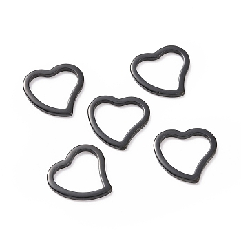 304 Stainless Steel Linking Rings, Heart, Electrophoresis Black, 14.5x15x1.5mm, Hole: 12x10mm