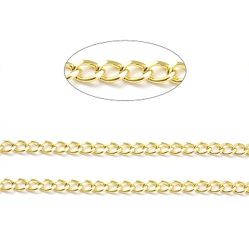 Rack Plating Brass Curb Chains, Unwelded, with Spool, Lead Free & Cadmium Free, Real 18K Gold Plated, Link: 9x6x1mm