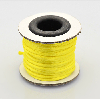 Macrame Rattail Chinese Knot Making Cords Round Nylon Braided String Threads, Satin Cord, Yellow, 2mm, about 10.93 yards(10m)/roll