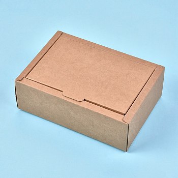 Kraft Paper Gift Box, Folding Boxes, Rectangle, BurlyWood, Finished Product: 18x12.5x6.1cm, Inner Size: 16x10x6cm, Unfold Size: 40.7x46.4x0.03cm and 32.5x27x0.03cm