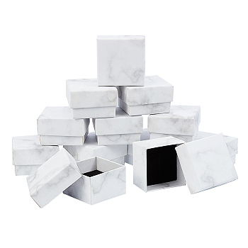 Paper Cardboard, Jewelry Ring Boxes, Square, White, 5.2x5.2x3.3cm