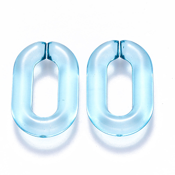 Transparent Acrylic Linking Rings, Quick Link Connectors, for Cable Chains Making, Oval, Sky Blue, 31x19.5x5.5mm, Inner Diameter: 19.5x7.5mm