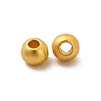Rack Plating Alloy Beads, Round, Matte Gold Color, 3.2x2.4mm, Hole: 1.2mm