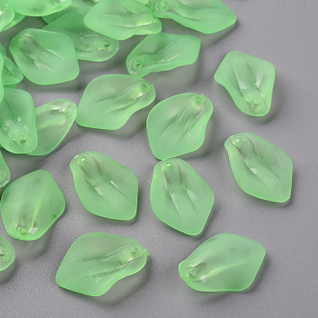 Transparent Frosted Acrylic Pendants, Petaline, Light Green, 24x17x4mm, Hole: 1.8mm