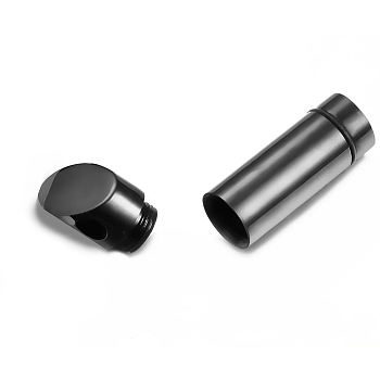 Openable Stainless Steel Memorial Urn Ashes Pendants, Bullet, Electrophoresis Black, 38x10mm
