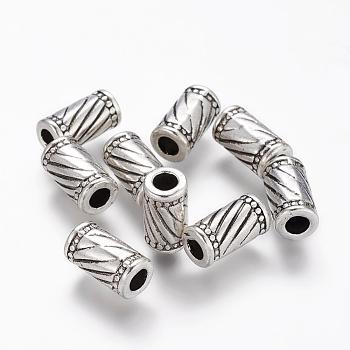 Tibetan Style Alloy Beads, Lead Free and Cadmium Free, Column, Antique Silver Color, Size: about 6mm in diameter, 11mm long, hole: 3mm.