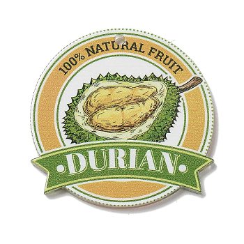 Fruit Theme Acrylic Pendants, Durian, 37.5x37.5x2.5mm, Hole: 1.5mm