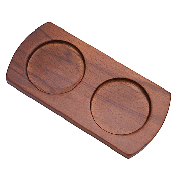 Wood Pepper Grinder Holder, Oval Salt & Pepper Mill Tray, Coconut Brown, 76x160~163x14.5mm, Inner Diameter: 57~57.5mm
