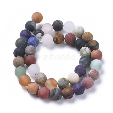 Natural Mixed Gemstone Beads Strands(G-F668-09-10mm)-2